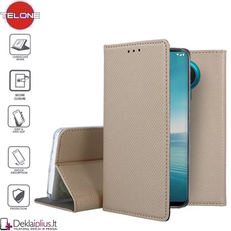 Telone smart magnet atverčiamas dėklas - auksinės spalvos (Nokia 3.4) Telone smart magnet atverčiamas dėklas - auksinės spalvos (Nokia 3.4)